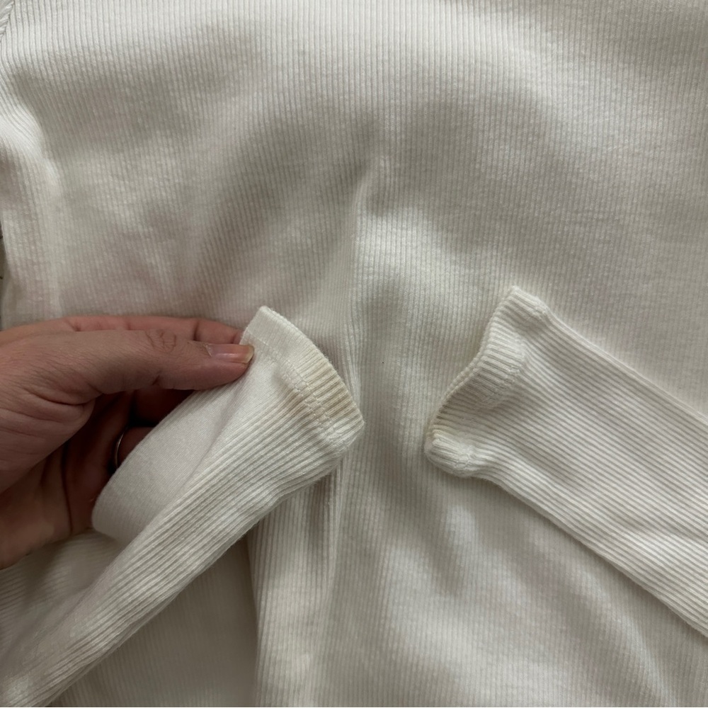 Veronica Beard Lyon Top White Ribbed Puff Long Sleeve Top - Picture 9 of 11